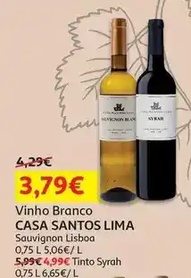 Auchan Casa santos lima - vinho branco :sauvignon estremadura 0.75 l promoção