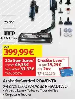 Auchan Rowenta - aspirador vertical x-force 13.60 an aqua rh9ad1wo promoção