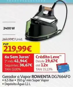 Auchan Rowenta - gerador a vapor dg7664f0 promoção