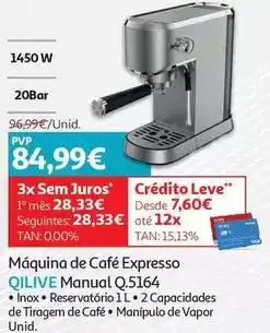 Auchan Qilive - maquina de café expresso manual q.5164 promoção