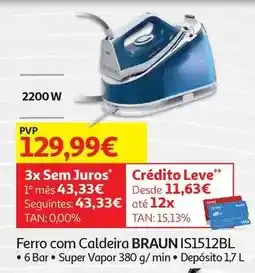 Auchan Braun - ferro com caldeira is1512bl promoção