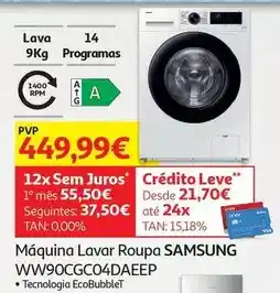 Auchan Samsung - máquina lavar roupa ww90cgc04daeep promoção