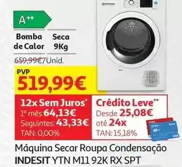 Auchan Indesit - maquina secar roupa condensação ytn m11 92k rx spt promoção