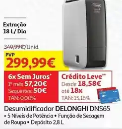 Auchan Delonghi - desumidificador dns65 promoção