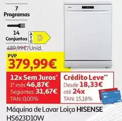 Auchan Hisense - máquina de lavar loiça hs623d10w promoção