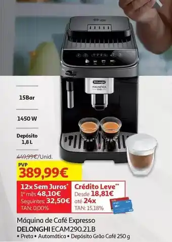 Auchan Delonghi - maquina de café expresso ecam390.21.b promoção