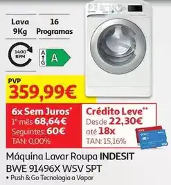 Auchan Indesit - máquina lavar roupa bwe 91496x wsv spt promoção