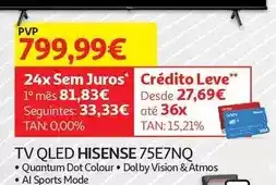 Auchan Hisense - tv qled 75e7nq promoção