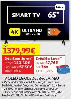 Auchan Lg - tv oled oled65b46la.aeu promoção