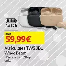 Auchan Jbl - auriculares tws:branco wave beam autonomia até 32 horas promoção