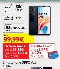 Auchan Oppo - smartphone a18 promoção