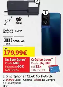 Auchan Tcl - smartphone:azul 8gb 256gb tcl 40 nxtpaper 6,78mediatek helio g88(mt6769) 8gb256 50mp 5010mah promoção