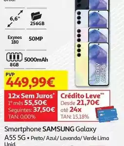 Auchan Samsung - smartphone:preto 8/256gb galaxy a55 6,6 exynos 180 8gb256gb50mp5000mah promoção