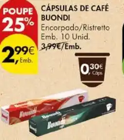 Pingo Doce Cápsulas de café buondi promoção