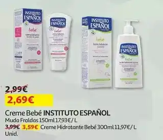 Auchan Instituto español - creme :muda fraldas bebé 150 ml promoção