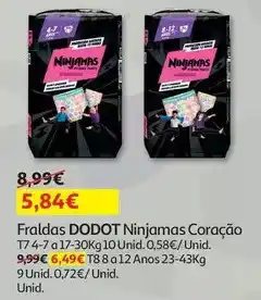 Auchan Dodot - fraldas ninjamas:coração t7 4-7 a. 17-30 kg10un promoção