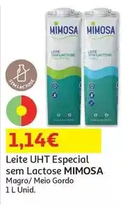 Auchan Mimosa - leite uht especial:0% lactose m/g 1l promoção