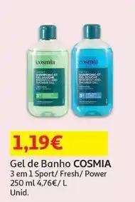 Auchan Cosmia - gel banho :3em1 sport 250ml promoção