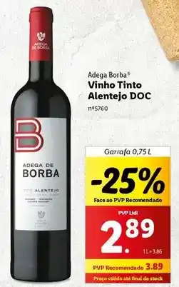 Lidl Adega de borba - vinho tinto promoção