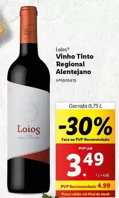 Lidl Vinho tinto regional alentejano promoção