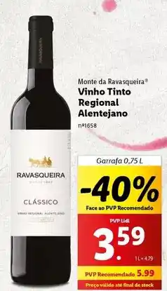 Lidl Monte da ravasqueira - vinho tinto regional alentejano promoção