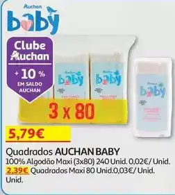 Auchan Auchan baby - quadrados :100%algodão maxi (3x80)240un promoção