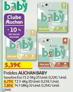 Auchan Auchan baby - fraldas :sensitive eco t1 2-5kg 25un promoção