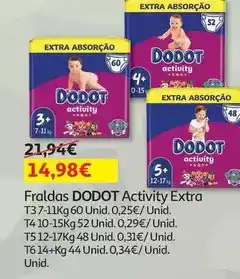 Auchan Dodot - fraldas:activity extra t3 7-11kg 60 un promoção