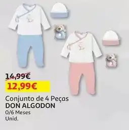 Auchan Don algodon - conjunto 4 pcs :azul 0/6 meses dset05-01 promoção