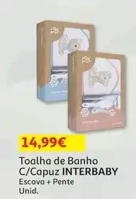 Auchan Interbaby - toalha banho c/capuz escova+pente bco/azul p1177-11 promoção