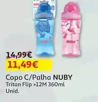 Auchan Nuby - copo tritan flip palha 360 ml az +12m nv04016 promoção