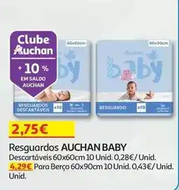 Auchan Auchan baby - resguardos :descartáveis 60x60cm 10un promoção