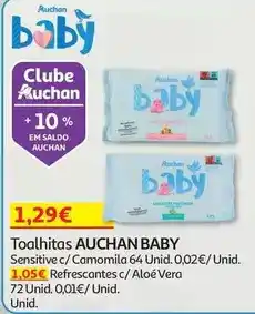 Auchan Auchan baby - toalhitas :sensitive c/camomila 64un promoção