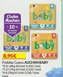 Auchan Auchan baby - fraldas cueca :t6 15-19kg 36un promoção