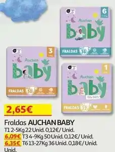 Auchan Auchan baby - fraldas :t1 2-5kg 22un promoção