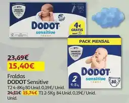 Auchan Dodot - fraldas :sensitive t2 4-8kg 80 un promoção