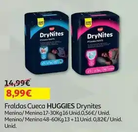 Auchan Huggies - fralda cueca:drynites mno 17-30 kg 16 un promoção