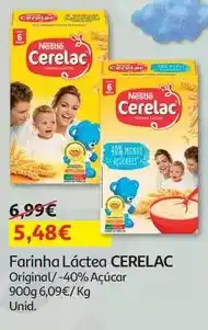 Auchan Cerelac - farinha láctea:-40% açucar 900gr promoção