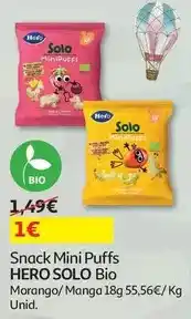 Auchan Hero solo - snack:bio morango minipuffs 18g promoção