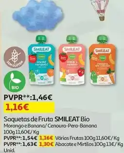 Auchan Smileat - saqueta fruta :bio morango e banana 100g promoção