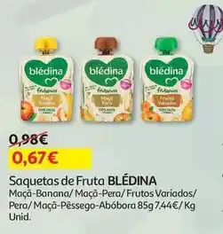 Auchan Blédina - saquetas :maçã/banana 85 g promoção