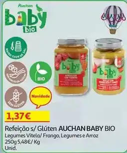 Auchan Auchan baby - refeição bio:legumes vitela s/glúten 200g promoção