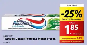 Lidl Aquafresh - pasta de dentes proteção menta fresca promoção