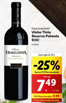 Lidl Dona ermelinda - vinho tinto reserva palmela doc promoção