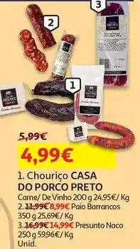 Auchan Casa do porco preto - chourico :de vinho 200 g promoção