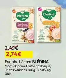 Auchan Blédina - farinha láctea:maça banana frutos bosque 200g promoção