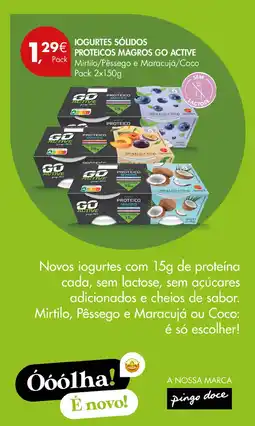 Pingo Doce Iogurtes sólidos proteicos magros go active promoção