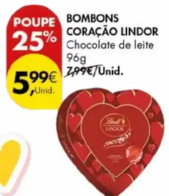 Pingo Doce Bombons coração lindor chocolate de leite promoção