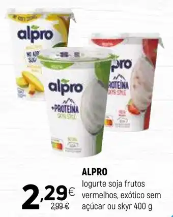 Coviran ALPRO logurte soja frutos vermelhos, exótico sem 2,99 € açúcar ou skyr promoção