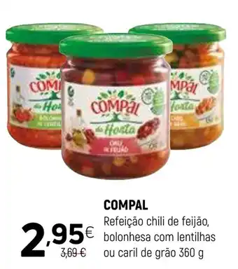 Coviran COMPAL Refeição chili de feijão, bolonhesa com lentilhas ou caril de grão promoção